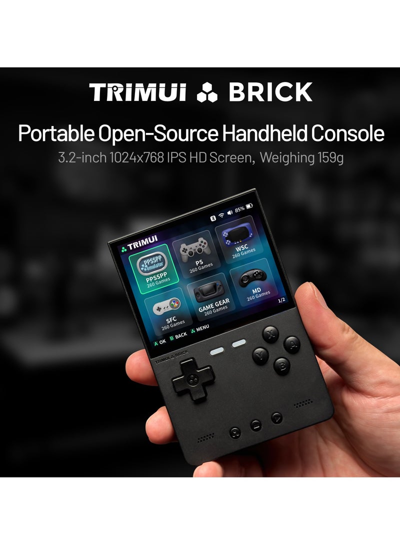 Trimui Brick Handheld Game Linux Console T3040 Portable Open-Source Allwinner A133P PowerVR GE8300 3.2 inches IPS Full-fit Screen Built-in Mono Microphone 3000mAh