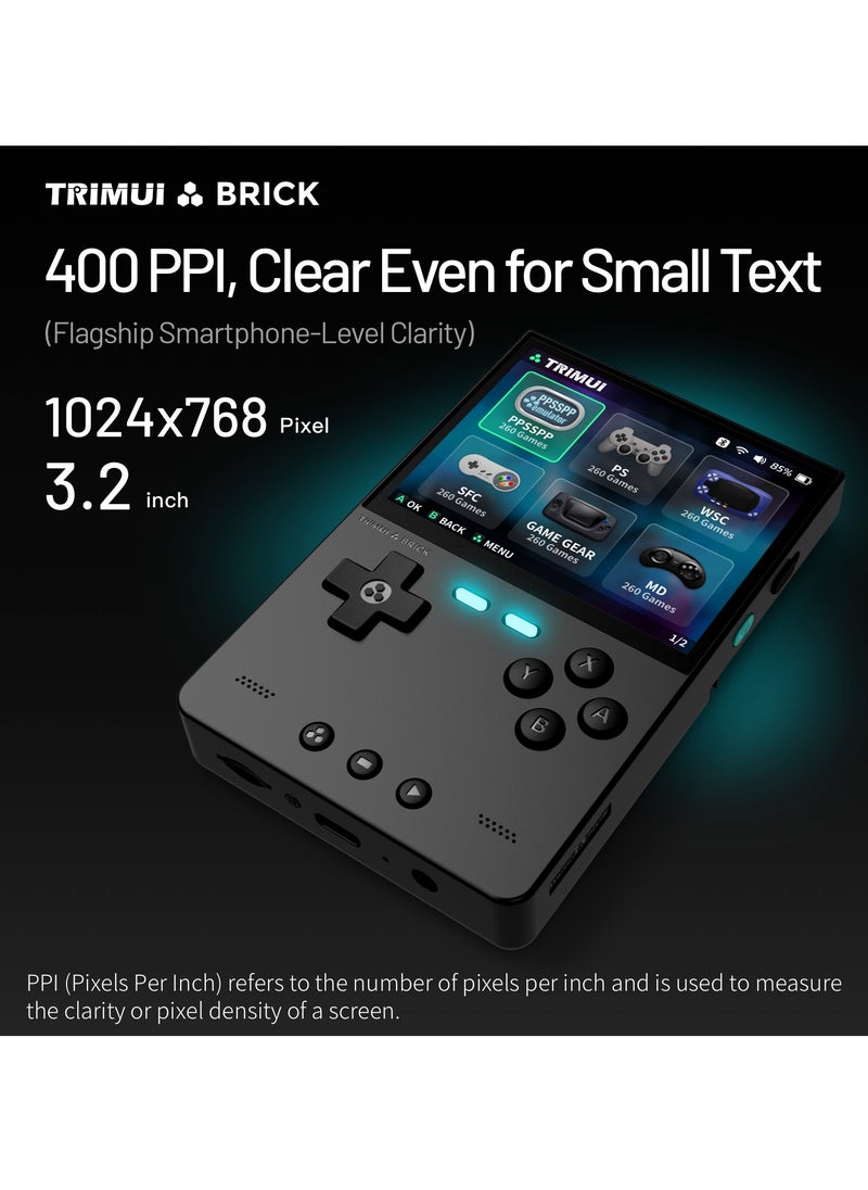 Trimui Brick Handheld Game Linux Console T3040 Portable Open-Source Allwinner A133P PowerVR GE8300 3.2 inches IPS Full-fit Screen Built-in Mono Microphone 3000mAh