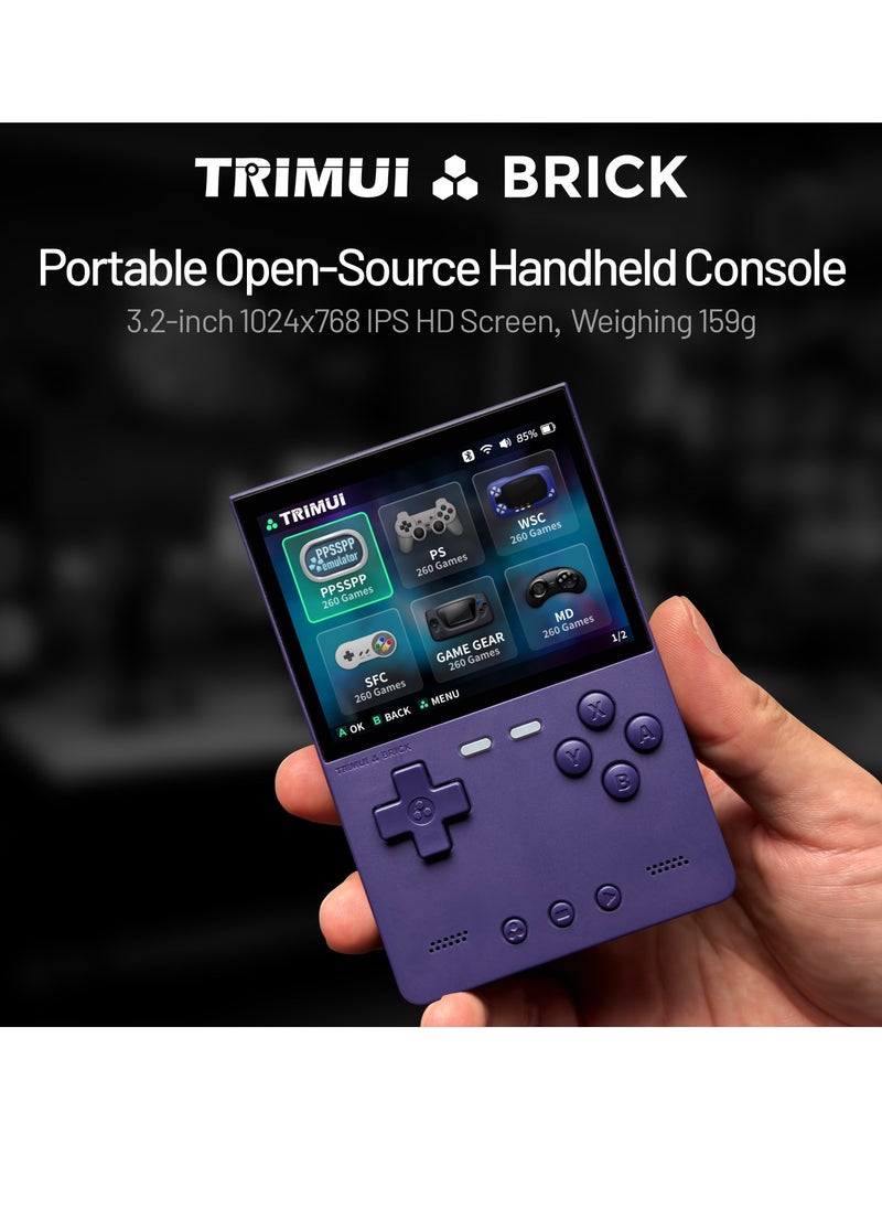 Trimui Brick Handheld Game Linux Console T3040 Portable Open-Source Allwinner A133P PowerVR GE8300 3.2 inches IPS Full-fit Screen Built-in Mono Microphone 3000mAh