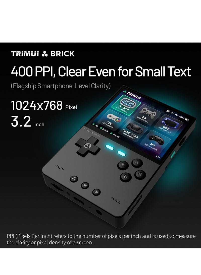 Trimui Brick Handheld Game Linux Console T3040 Portable Open-Source Allwinner A133P PowerVR GE8300 3.2 inches IPS Full-fit Screen Built-in Mono Microphone 3000mAh