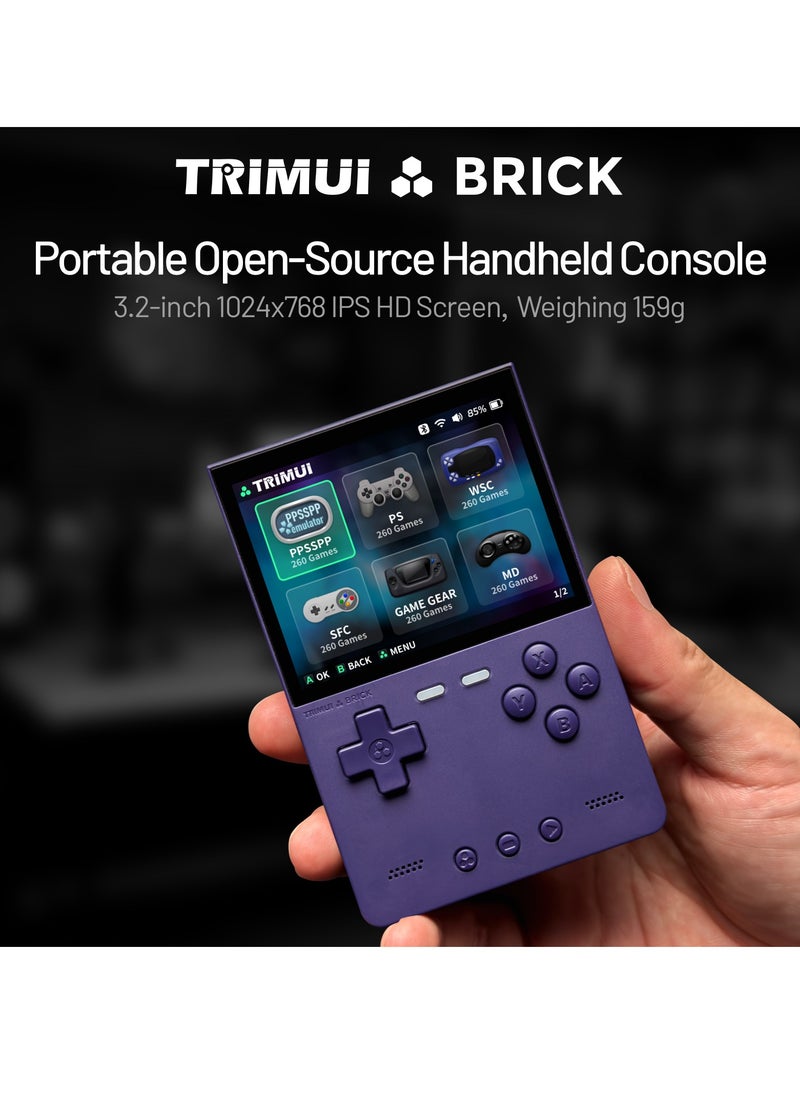 Trimui Brick Handheld Game Linux Console T3040 Portable Open-Source Allwinner A133P PowerVR GE8300 3.2 inches IPS Full-fit Screen Built-in Mono Microphone 3000mAh