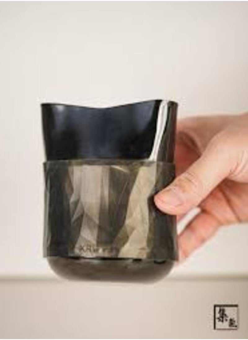 Create 3-in-1 Latte Art Pitcher, with Silicone Sleeve and Measurement Markings, Stainless Steel Food Grade Body, Black - 15oz