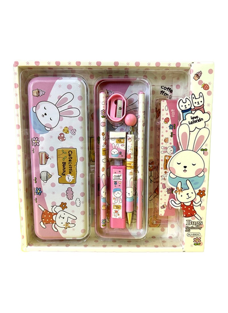 Cartoon Seven Piece Stationery Set，pencil case，Rabbit series