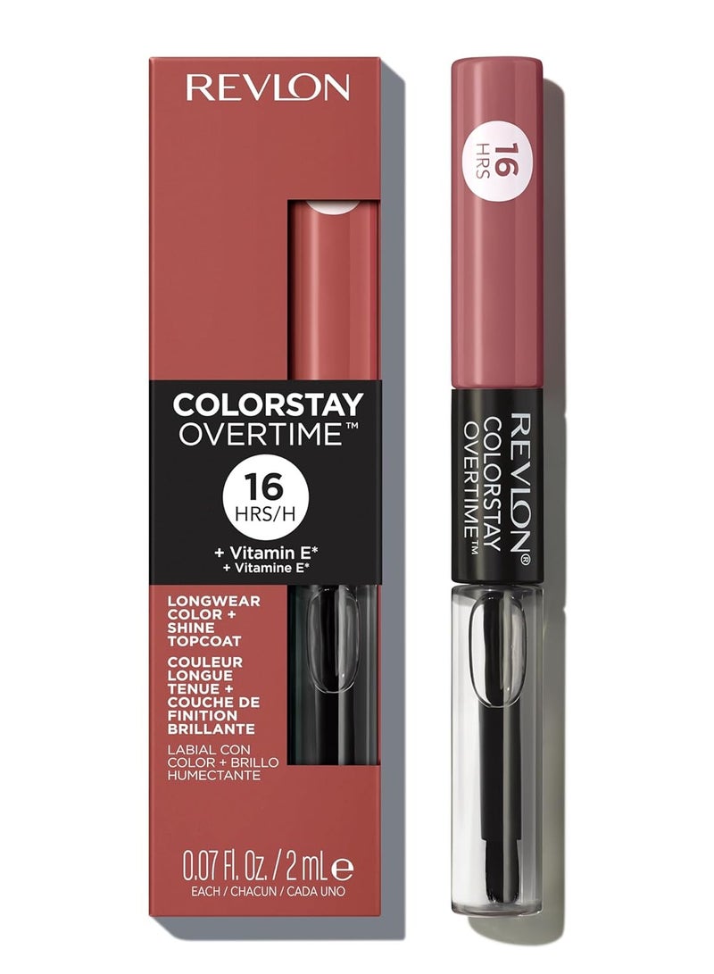 ColorStay Overtime Liquid Lipstick with Clear Lip Gloss, Lip Makeup Stocking Stuffers for Women, With Vitamin E, 0.07 Oz 350 Bare Maximum