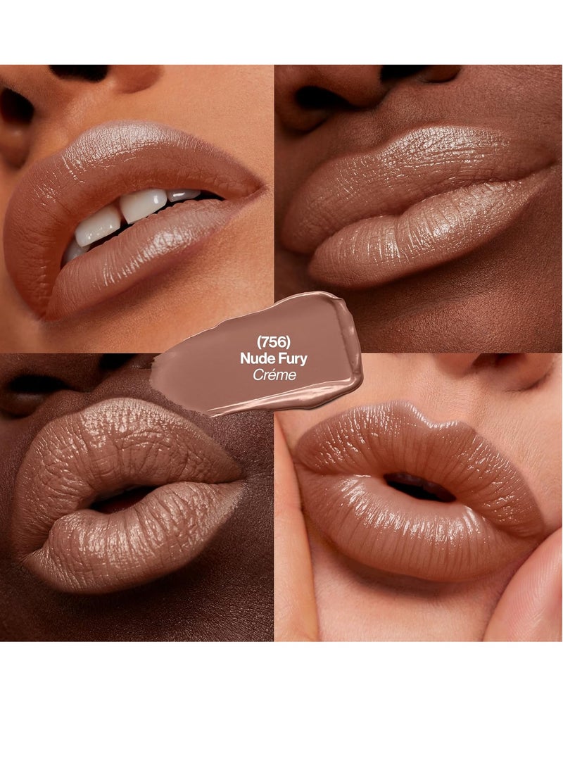 Super Lustrous Lipstick, Lip Makeup Gift, Stocking Stuffers for Women, Creamy, Moisturized Feel in Nudes & Browns, 0.15 oz 756 Nude Fury