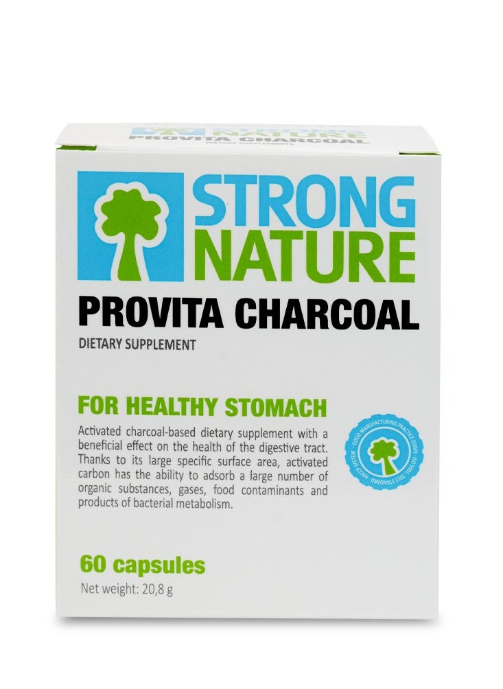 PROVITA STRONG NATURE ACTIVATED CHARCOAL 250 MG 60 CAPSULES