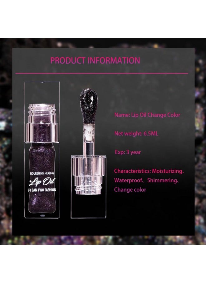 2024 New Magic Black Color Changing Lip Oil，Warm Change Glitter Lip Gloss, Color Changing Lip Oil V2, Color Changing Lip Gloss, Moisturizing Plumping Clear Lips Oil Tinted Lip Plumper Lips Care