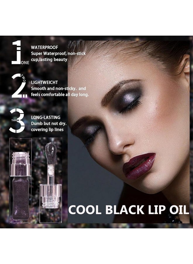 2024 New Magic Black Color Changing Lip Oil，Warm Change Glitter Lip Gloss, Color Changing Lip Oil V2, Color Changing Lip Gloss, Moisturizing Plumping Clear Lips Oil Tinted Lip Plumper Lips Care