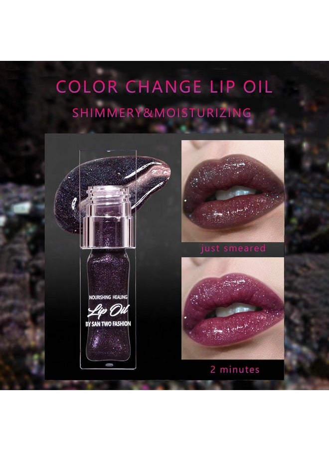 2024 New Magic Black Color Changing Lip Oil，Warm Change Glitter Lip Gloss, Color Changing Lip Oil V2, Color Changing Lip Gloss, Moisturizing Plumping Clear Lips Oil Tinted Lip Plumper Lips Care