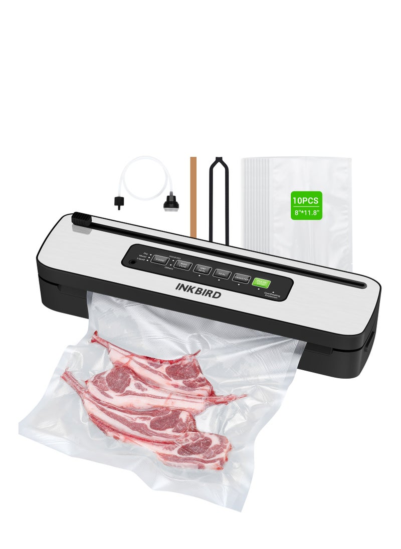 INKBIRD Compact Home Vacuum Sealer Machine INK-VS05, Dry/Moist/Liquid Food Types with Vac&Seal/Seal Only/Pulse/Canister Modes, Cooling Sealing Strip, Overheat Protection System