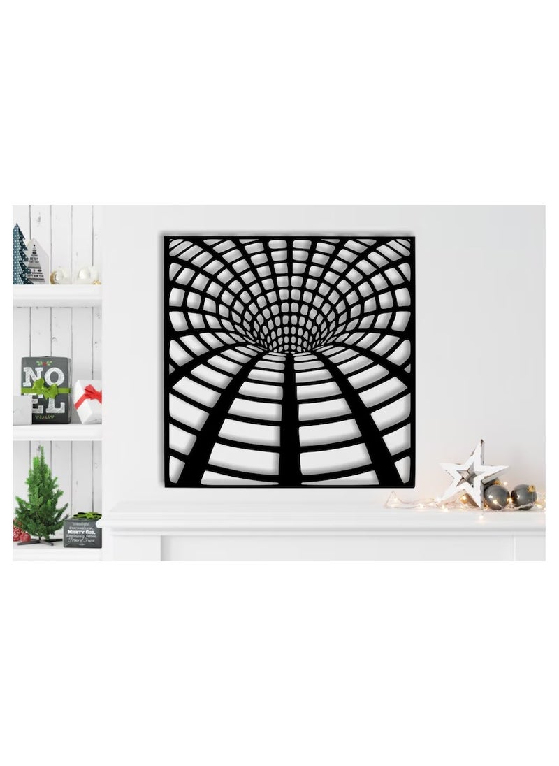 Wooden Wall Art With Self Adhesive Base - Black (3D Illusion - Rabbit Hole)