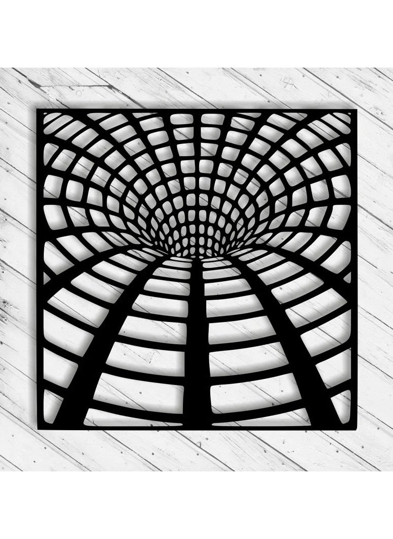 Wooden Wall Art With Self Adhesive Base - Black (3D Illusion - Rabbit Hole)