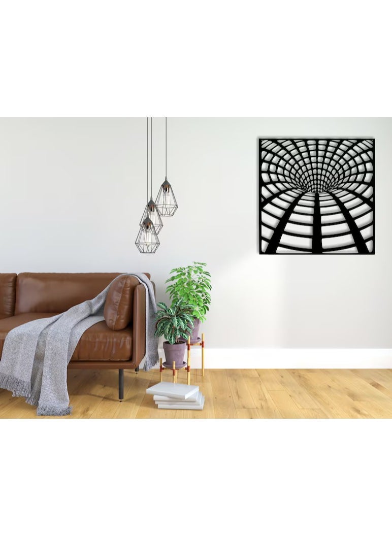 Wooden Wall Art With Self Adhesive Base - Black (3D Illusion - Rabbit Hole)