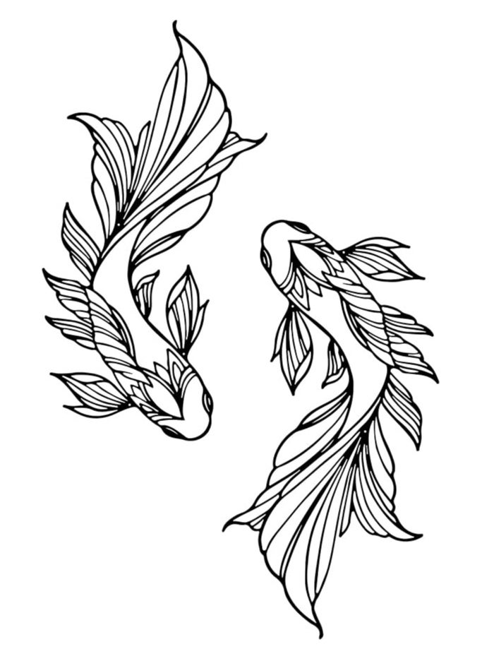 Wooden Wall Art With Self Adhesive Base - Black (Koi Fish) - Pack of 2