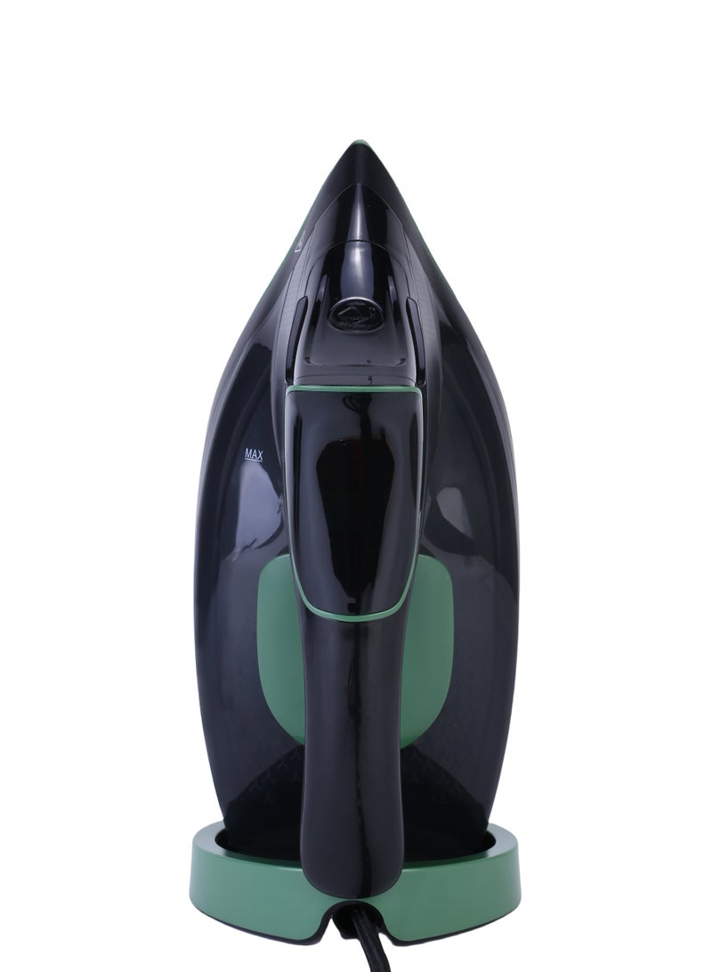 Steam Iron with Ceramic Coated Soleplate | LED Display with Touch Control | Steam/Burst Steam/Spray/Dry Iron with Self-Clean Function | Anti-Drip/Anti-Calc/Auto Shut-Off with Water Tank 350 ml 3000 W SI-5088C Black/Green