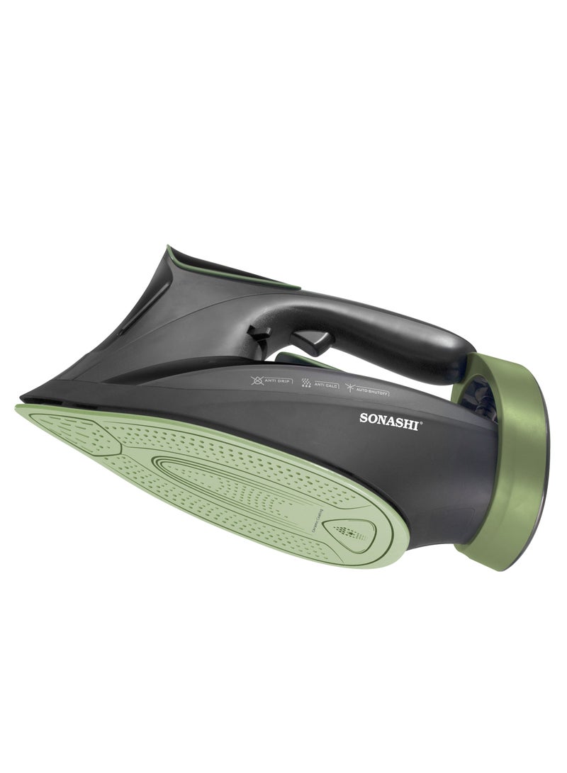 Steam Iron with Ceramic Coated Soleplate | LED Display with Touch Control | Steam/Burst Steam/Spray/Dry Iron with Self-Clean Function | Anti-Drip/Anti-Calc/Auto Shut-Off with Water Tank 350 ml 3000 W SI-5088C Black/Green