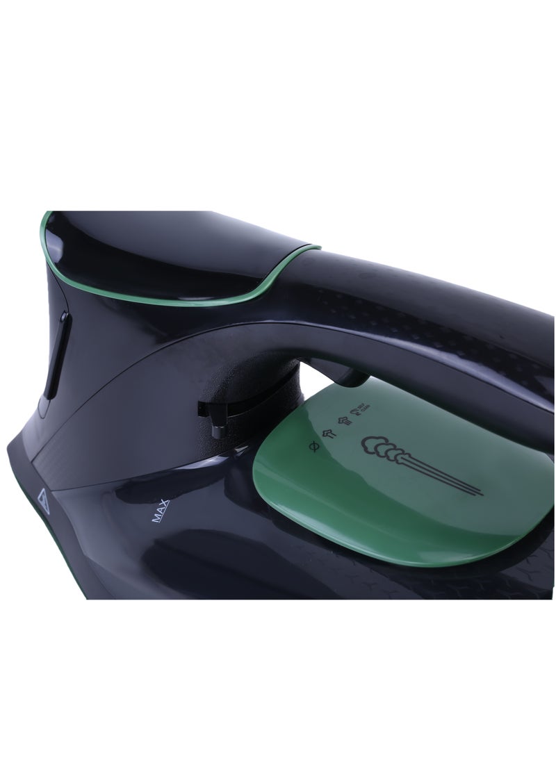 Steam Iron with Ceramic Coated Soleplate | LED Display with Touch Control | Steam/Burst Steam/Spray/Dry Iron with Self-Clean Function | Anti-Drip/Anti-Calc/Auto Shut-Off with Water Tank 350 ml 3000 W SI-5088C Black/Green