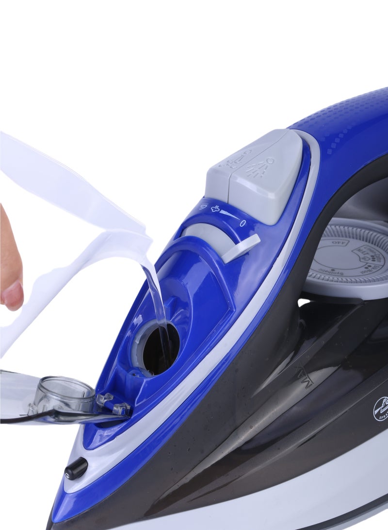 Steam Iron with Ceramic Coated Soleplate | Steam/Burst Steam/Spray/Dry Iron with Self-Clean Function | Water Tank 230ML - Ideal for All Fabrics 230 ml 2600 W SI-5084C Blue/Black