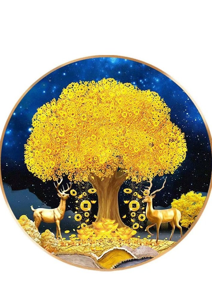 DIY 5D Needlework Crystal Diamond Painting Multicolour 45x45centimeter-Gold Coin Tree