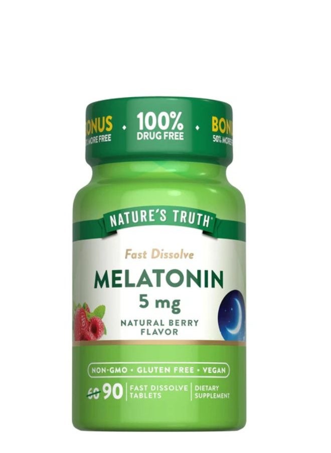 Melatonin 5 Mg 90 Fast Dissolve Tablets Natural Berry Flavor