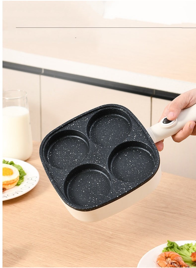 Fried Egg Pan, 4 -Hole Non -Sticky Egg Burger Frying Pan, Breakfast Mini Fried Cooker With A Handle, Multi -Function Two -In -One Frying Pot