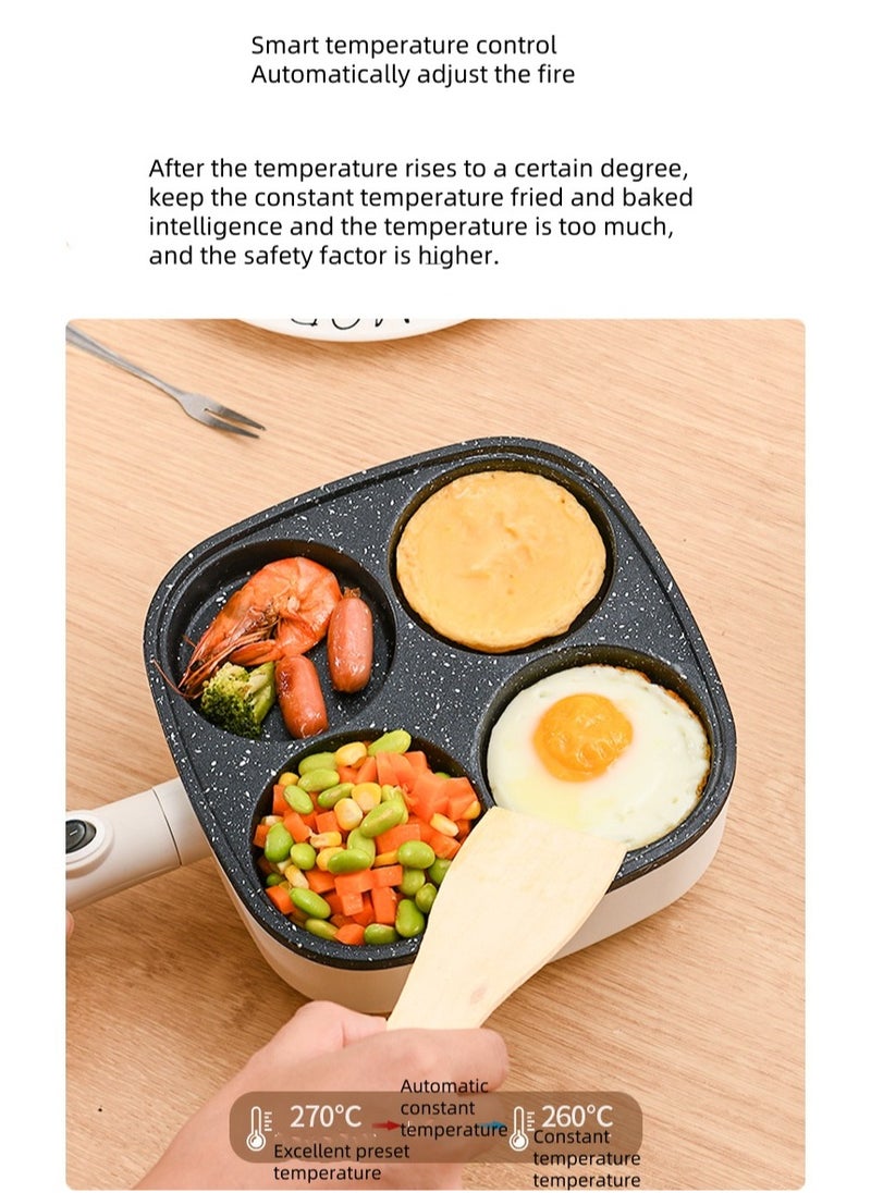 Fried Egg Pan, 4 -Hole Non -Sticky Egg Burger Frying Pan, Breakfast Mini Fried Cooker With A Handle, Multi -Function Two -In -One Frying Pot