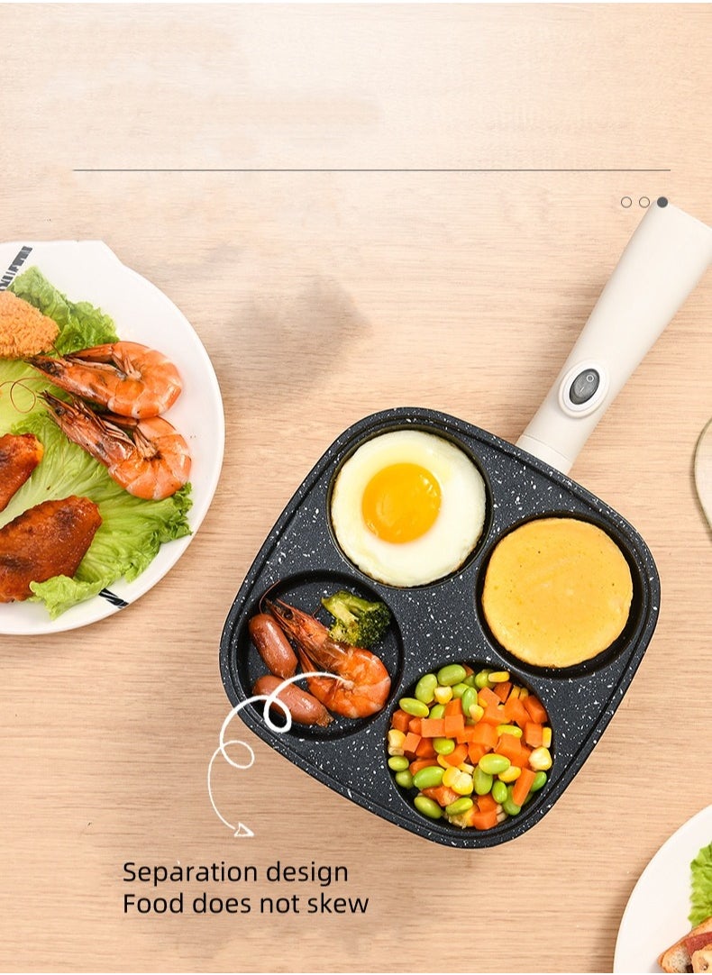 Fried Egg Pan, 4 -Hole Non -Sticky Egg Burger Frying Pan, Breakfast Mini Fried Cooker With A Handle, Multi -Function Two -In -One Frying Pot