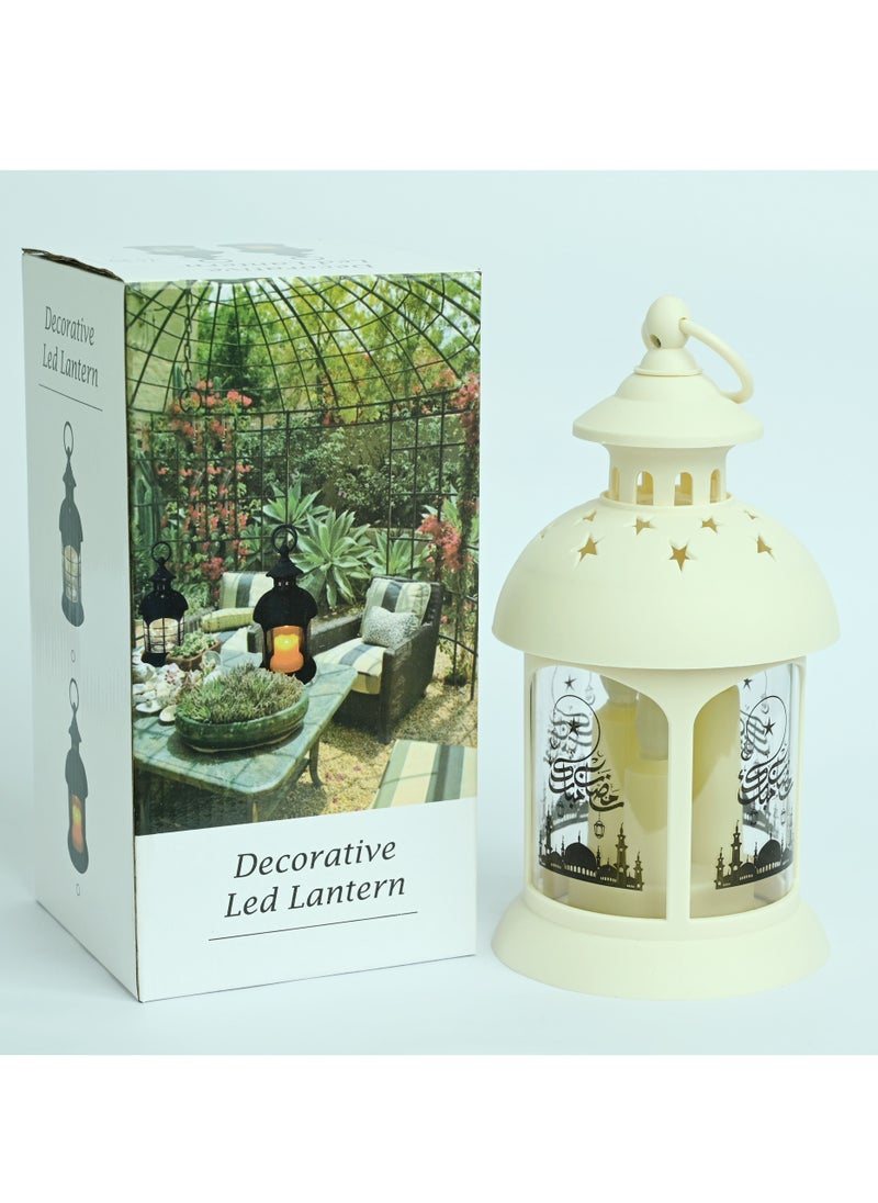 Decorative Led Lantern Ramadan Kareem  Hanging Led Lantern  Ramadan Lantern Decoration  High Vintage Style Hanging Lantern Indoor Outdoor Home Decoration For Gifts    White