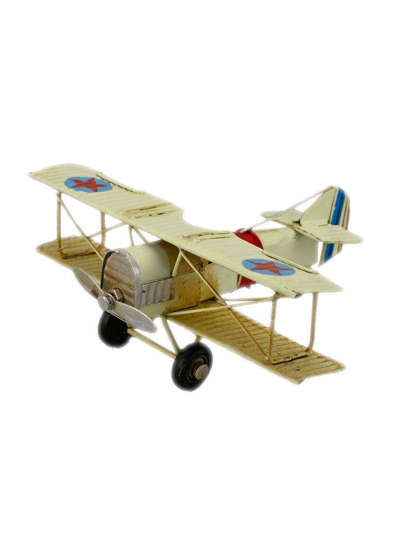 Airplane Model Metal Biplane, Plane Aircraft Models, Large Retro Iron Aircraft, Metal Handicraft Home Decor Ornament, Photo Props, Season Holiday Ornament, Desktop Decoration - Yellow