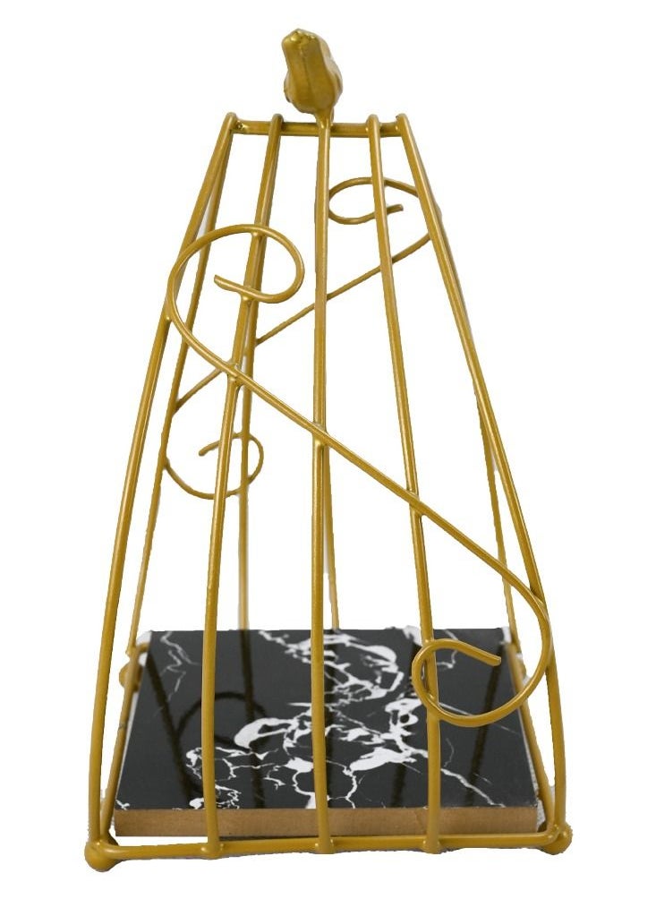 Bird Cage Garden Decor With Rack, Gold Plated Medium Cage Rack With Bird Holder, Multi-Purpose Designed Rack For Any Occasion