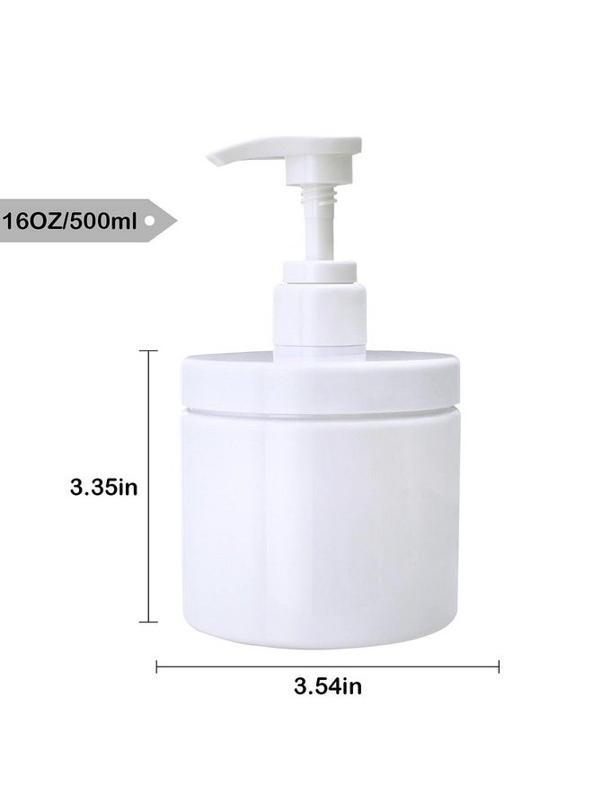 Pump Bottle Dispenser Plastic Pump Bottles Refillable Bottles Wide Mouth Jar Style Empty Pump Bottles Bathroom Shower Containers For Lotion Shampoo Conditioner (White, 2X 500Ml)