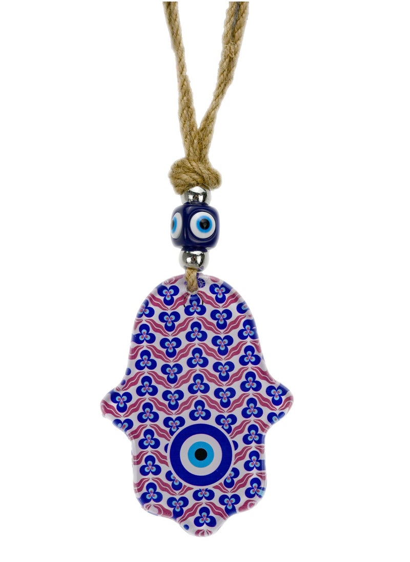 Turkish Blue Evil Eye Hamsa Wall Hanging, Hamasa Blue Good Luck Hand-Shaped Home Blessing Wall Hanging, Wall Hanging Decor Evil Eye Protection Amulet - Multicolor