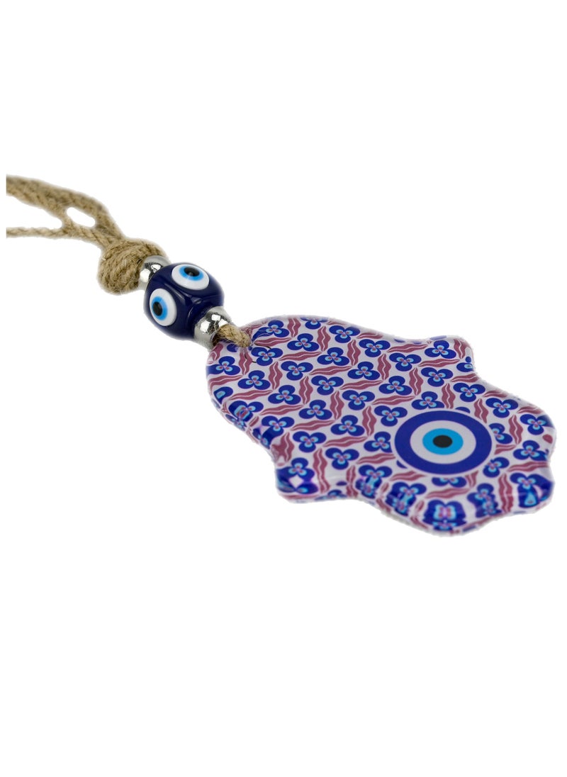 Turkish Blue Evil Eye Hamsa Wall Hanging, Hamasa Blue Good Luck Hand-Shaped Home Blessing Wall Hanging, Wall Hanging Decor Evil Eye Protection Amulet - Multicolor