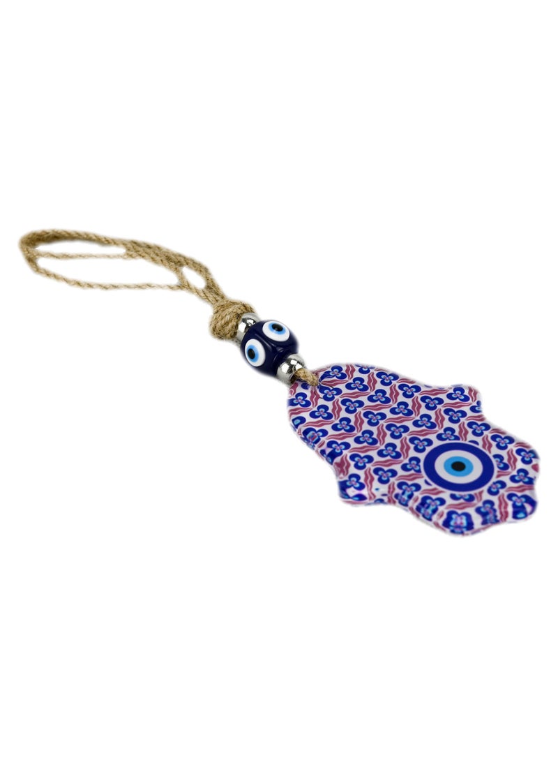 Turkish Blue Evil Eye Hamsa Wall Hanging, Hamasa Blue Good Luck Hand-Shaped Home Blessing Wall Hanging, Wall Hanging Decor Evil Eye Protection Amulet - Multicolor