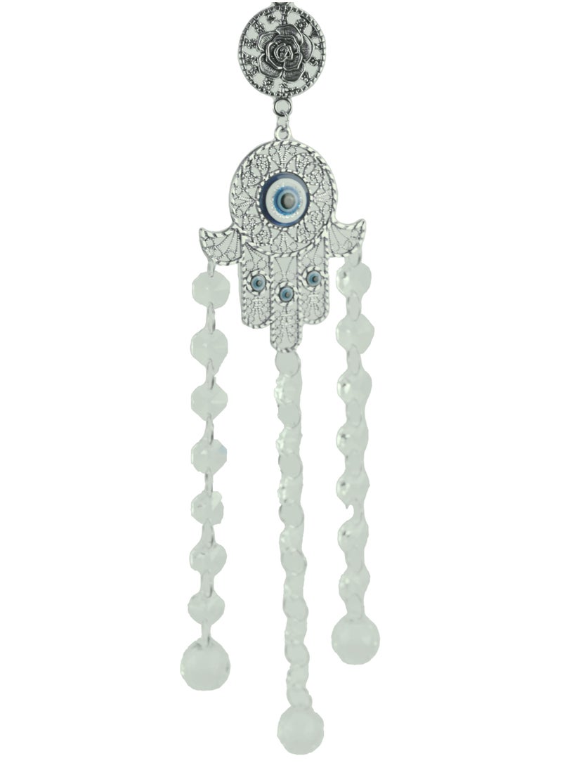 Turkish Blue Evil Eye Hamsa Hand Wall Hanging, Protection & Prosperity Décor for House & Office/Car Accessories/Help Eradicate Bad-Intentions