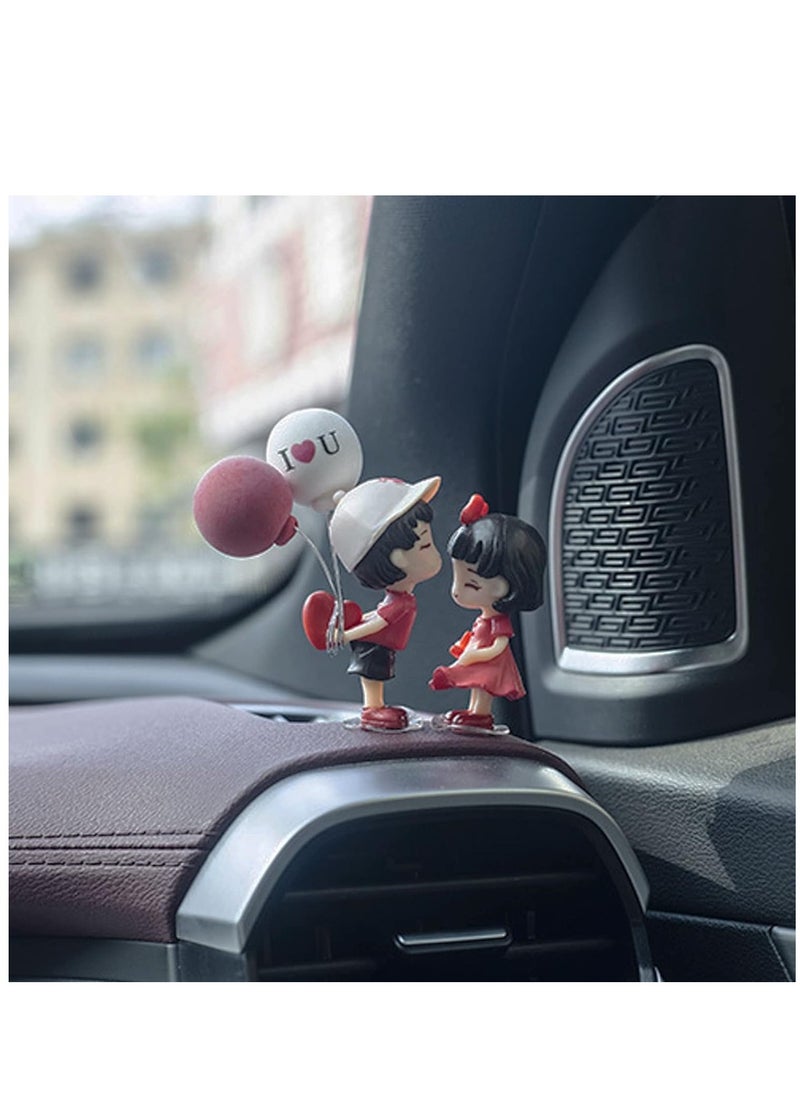 Car Dashboard Decorations featuring a Cartoon Couple Lovers Ornaments and a Confession Balloon for a Cute Trinket to adorn your Car Interior