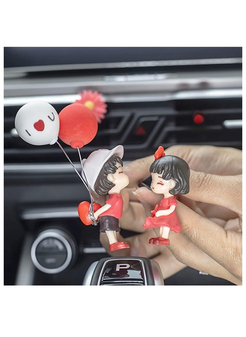 Car Dashboard Decorations featuring a Cartoon Couple Lovers Ornaments and a Confession Balloon for a Cute Trinket to adorn your Car Interior