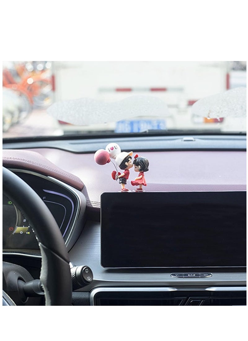 Car Dashboard Decorations featuring a Cartoon Couple Lovers Ornaments and a Confession Balloon for a Cute Trinket to adorn your Car Interior