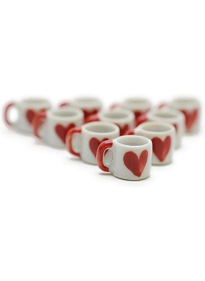 10 Pieces Set Of Miniature Coffee Mugs Or Tea Cups Designed For Dollhouses Or Miniature Kitchen.