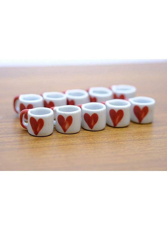 10 Pieces Set Of Miniature Coffee Mugs Or Tea Cups Designed For Dollhouses Or Miniature Kitchen.