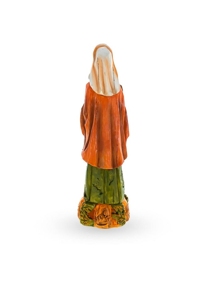 Pilgrim Woman Holding Horn Of Plenty Cornucopia Thanksgiving Figurine