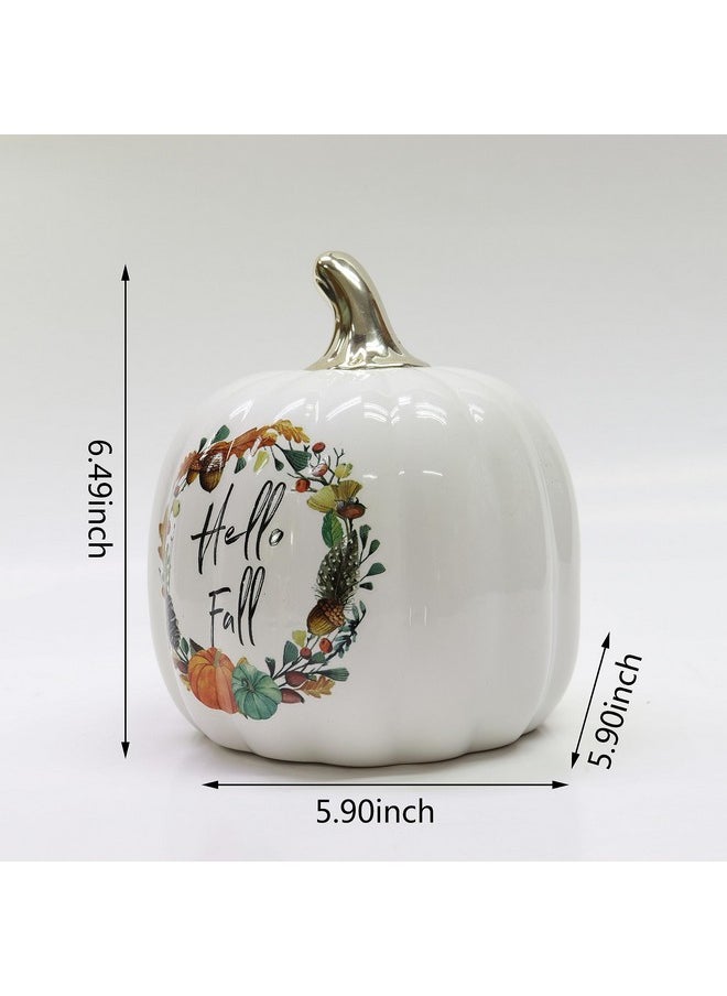Fall Harvest Ceramic Pumpkin Decor, Hello Fall