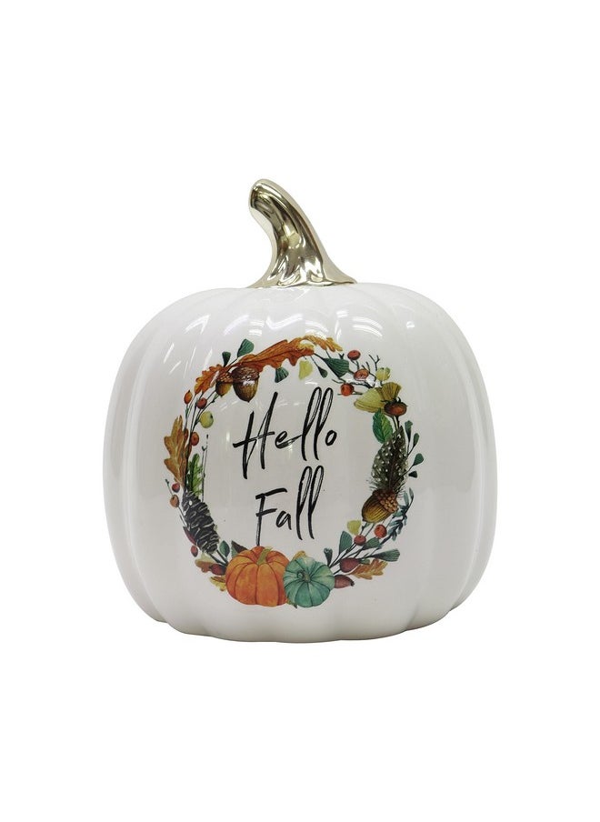 Fall Harvest Ceramic Pumpkin Decor, Hello Fall