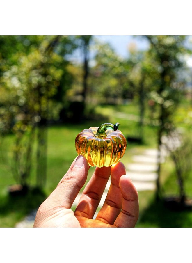 Mini Crystal Pumpkin Collectible Figurines Glass Pumpkin Figurine Paperweight Tabletop Decorative Ornaments For Fall Harvest Thanksgiving Halloween Home Decor Ornaments