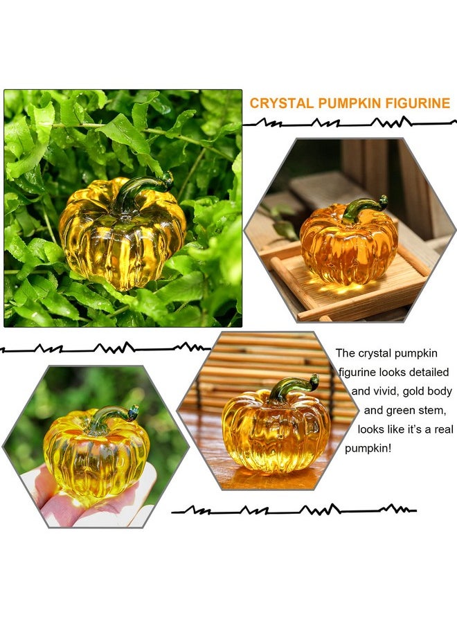 Mini Crystal Pumpkin Collectible Figurines Glass Pumpkin Figurine Paperweight Tabletop Decorative Ornaments For Fall Harvest Thanksgiving Halloween Home Decor Ornaments