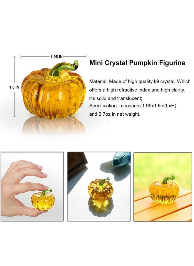 Mini Crystal Pumpkin Collectible Figurines Glass Pumpkin Figurine Paperweight Tabletop Decorative Ornaments For Fall Harvest Thanksgiving Halloween Home Decor Ornaments
