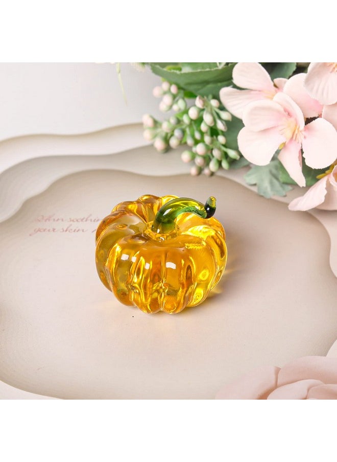 Mini Crystal Pumpkin Collectible Figurines Glass Pumpkin Figurine Paperweight Tabletop Decorative Ornaments For Fall Harvest Thanksgiving Halloween Home Decor Ornaments