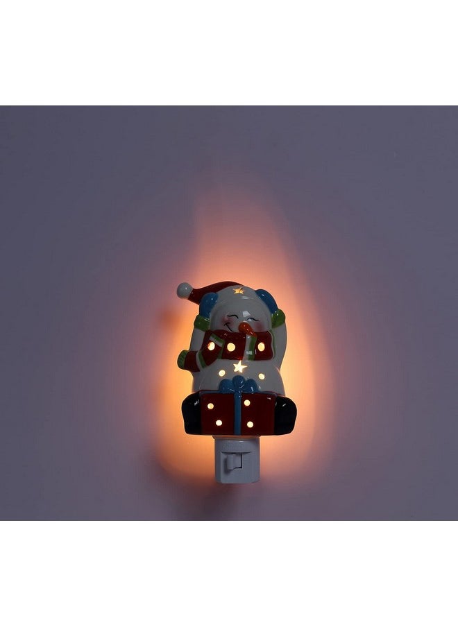 Snowman - Festive Christmas Hand Painted Ceramic Night Light (7W Bulb Included)
