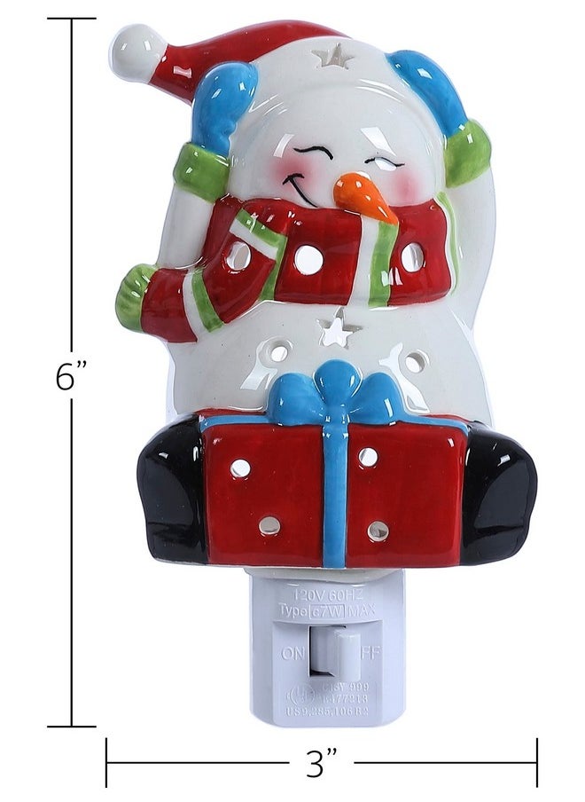 Snowman - Festive Christmas Hand Painted Ceramic Night Light (7W Bulb Included)