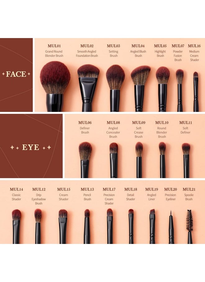 Makeup Brushes Set Premium Synthetic Powder Foundation Highlight Concealer Eyeshadow Blending Eyebrow Liner Spoolie Brush Set Black 21Pcs T271